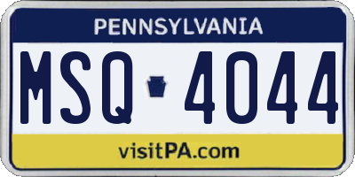 PA license plate MSQ4044