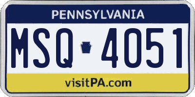 PA license plate MSQ4051