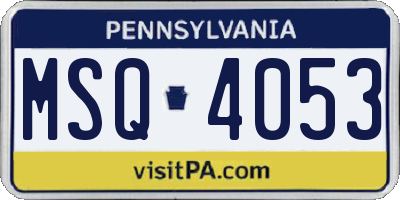 PA license plate MSQ4053