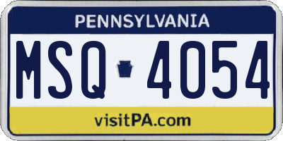 PA license plate MSQ4054