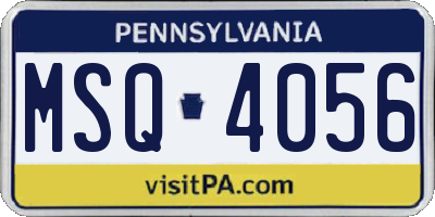 PA license plate MSQ4056