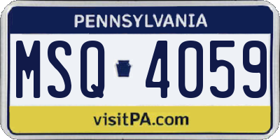 PA license plate MSQ4059