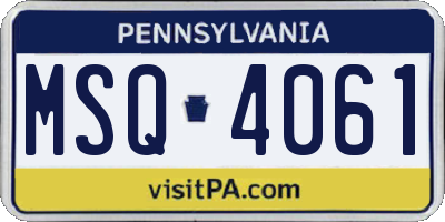 PA license plate MSQ4061
