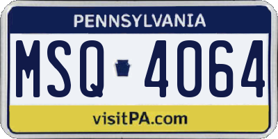 PA license plate MSQ4064