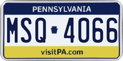 PA license plate MSQ4066