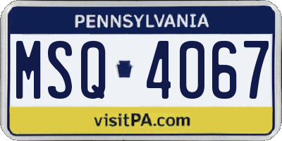 PA license plate MSQ4067