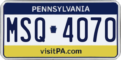 PA license plate MSQ4070