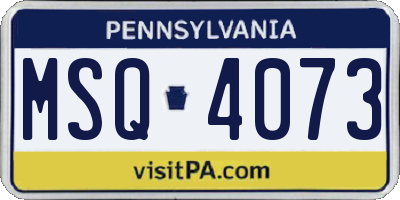 PA license plate MSQ4073