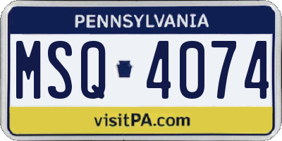 PA license plate MSQ4074