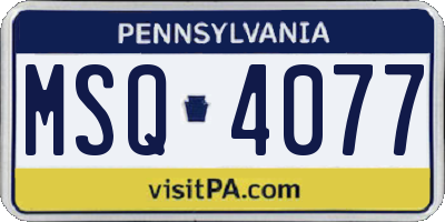 PA license plate MSQ4077