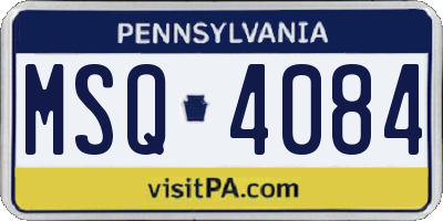PA license plate MSQ4084