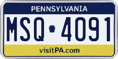 PA license plate MSQ4091