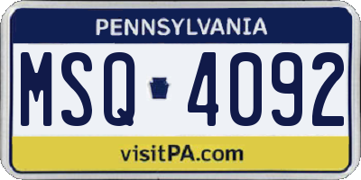 PA license plate MSQ4092