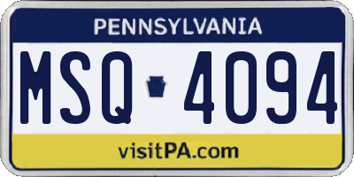 PA license plate MSQ4094