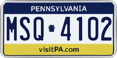 PA license plate MSQ4102