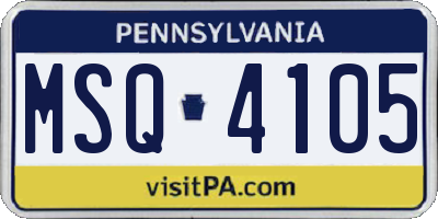 PA license plate MSQ4105