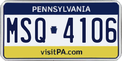PA license plate MSQ4106