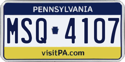 PA license plate MSQ4107