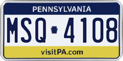 PA license plate MSQ4108
