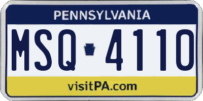 PA license plate MSQ4110