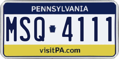 PA license plate MSQ4111