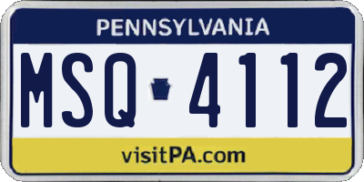 PA license plate MSQ4112