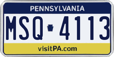 PA license plate MSQ4113