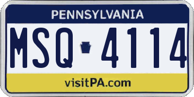 PA license plate MSQ4114