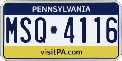 PA license plate MSQ4116
