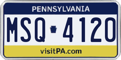 PA license plate MSQ4120