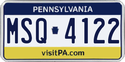 PA license plate MSQ4122