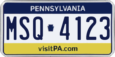 PA license plate MSQ4123