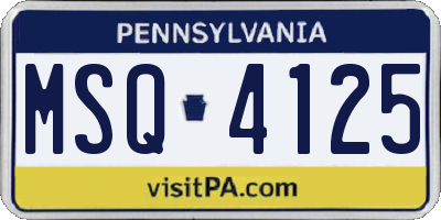 PA license plate MSQ4125