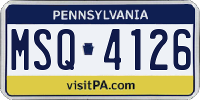 PA license plate MSQ4126