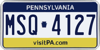 PA license plate MSQ4127