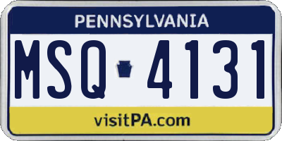 PA license plate MSQ4131