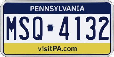 PA license plate MSQ4132