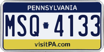 PA license plate MSQ4133