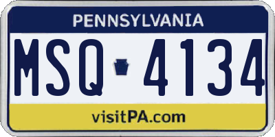 PA license plate MSQ4134