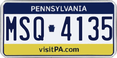PA license plate MSQ4135