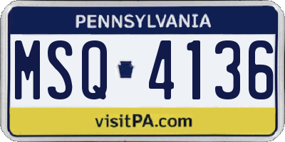 PA license plate MSQ4136