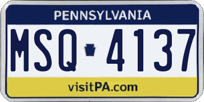 PA license plate MSQ4137
