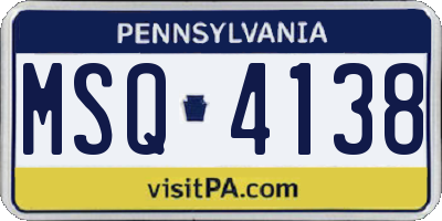 PA license plate MSQ4138