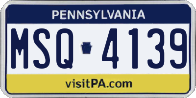 PA license plate MSQ4139
