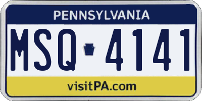 PA license plate MSQ4141