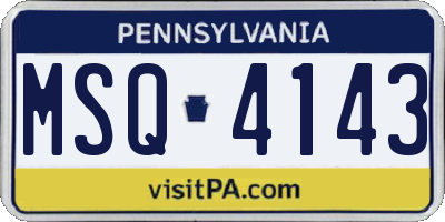 PA license plate MSQ4143