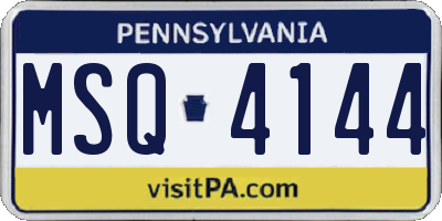 PA license plate MSQ4144
