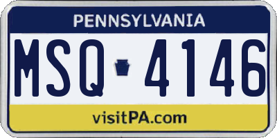 PA license plate MSQ4146