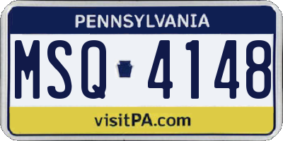 PA license plate MSQ4148
