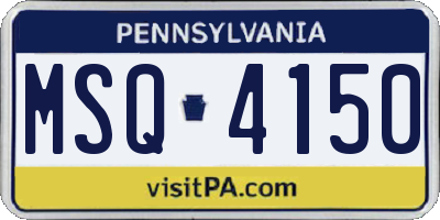 PA license plate MSQ4150